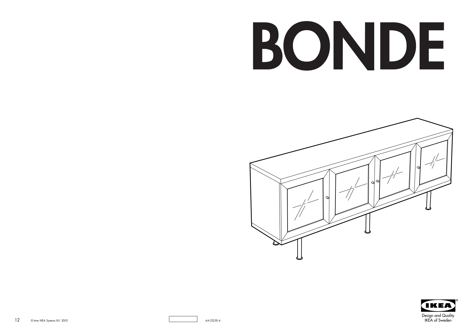 IKEA BONDE SIDEBOARD 77X30 Assembly Instruction
