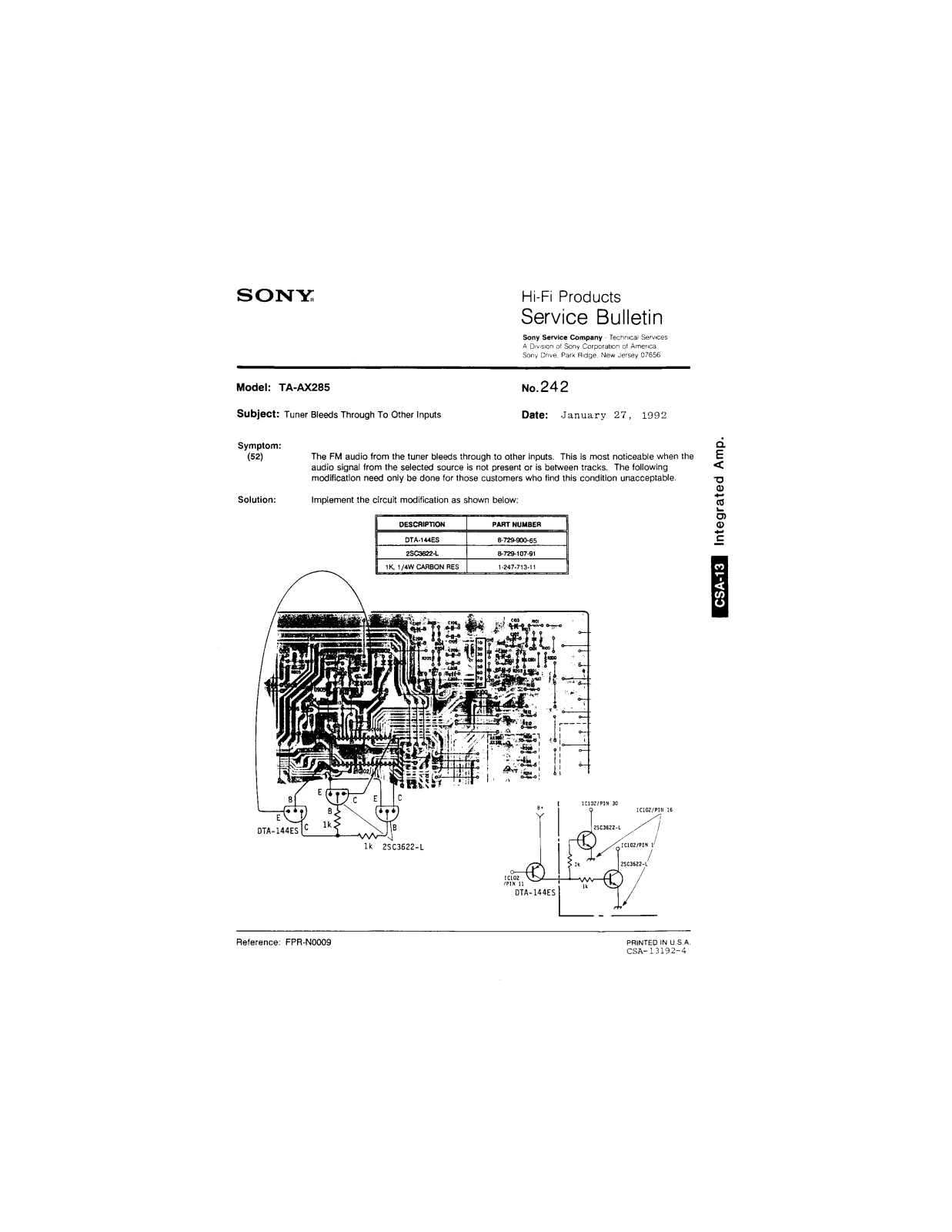 Sony TA-AX285 Service Manual