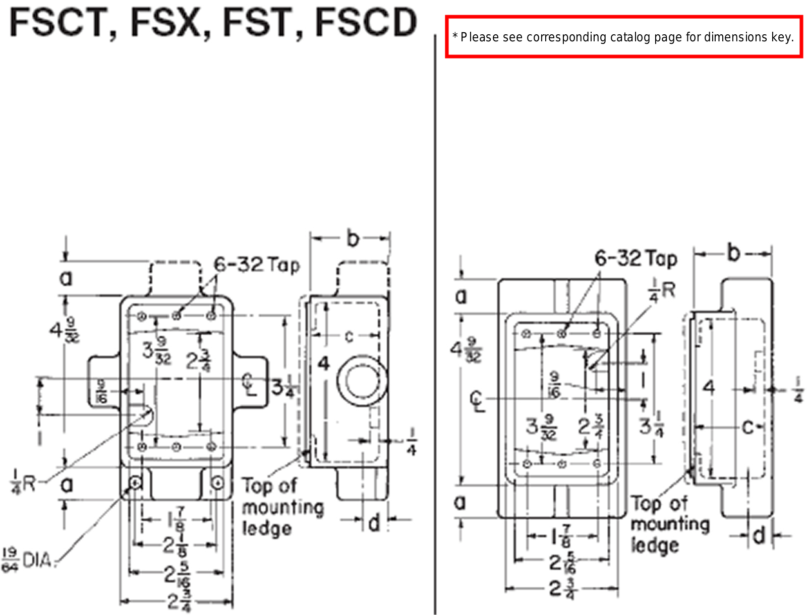 Crouse Hinds FSCT, FSX, FST, FSCD Dimensional Sheet