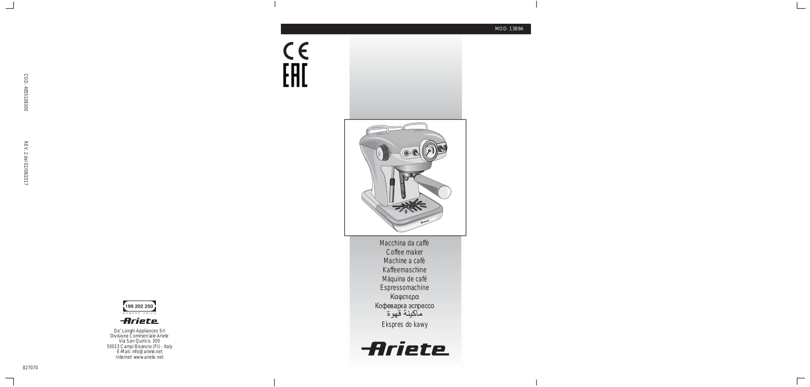 Ariete 1389A User Guide