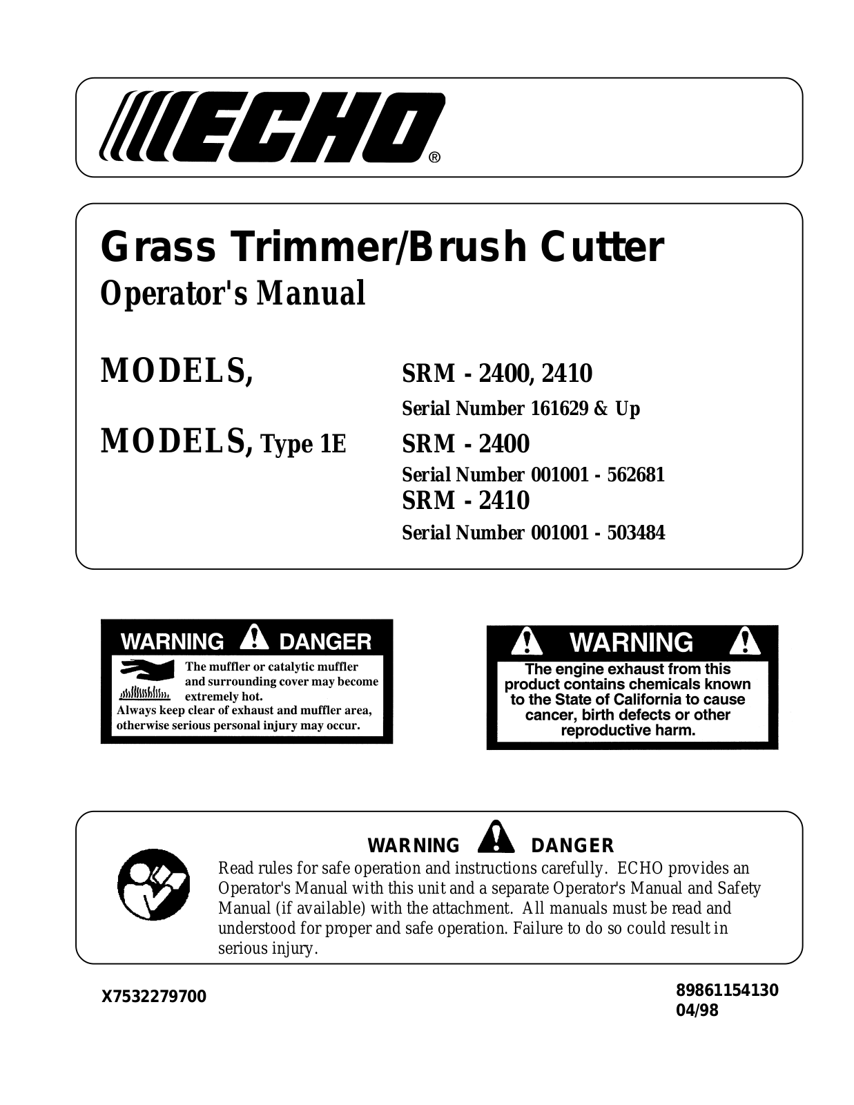 Echo SRM-2400, SRM-2410 User Manual