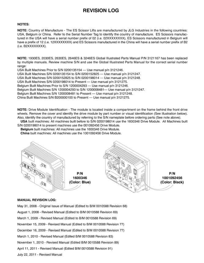 JLG 3246ES Parts Manual