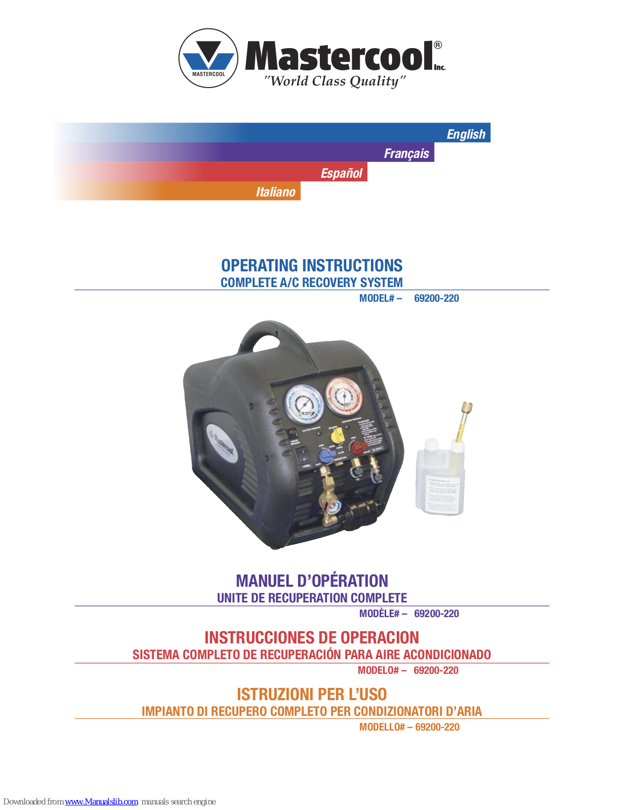 MasterCool 69200-220 Instruction Manual