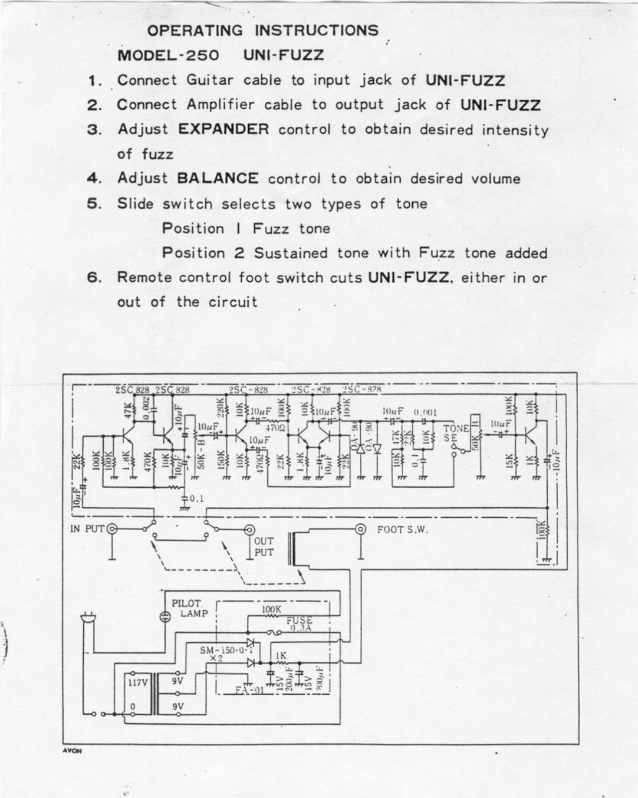 Univox 250 schematic