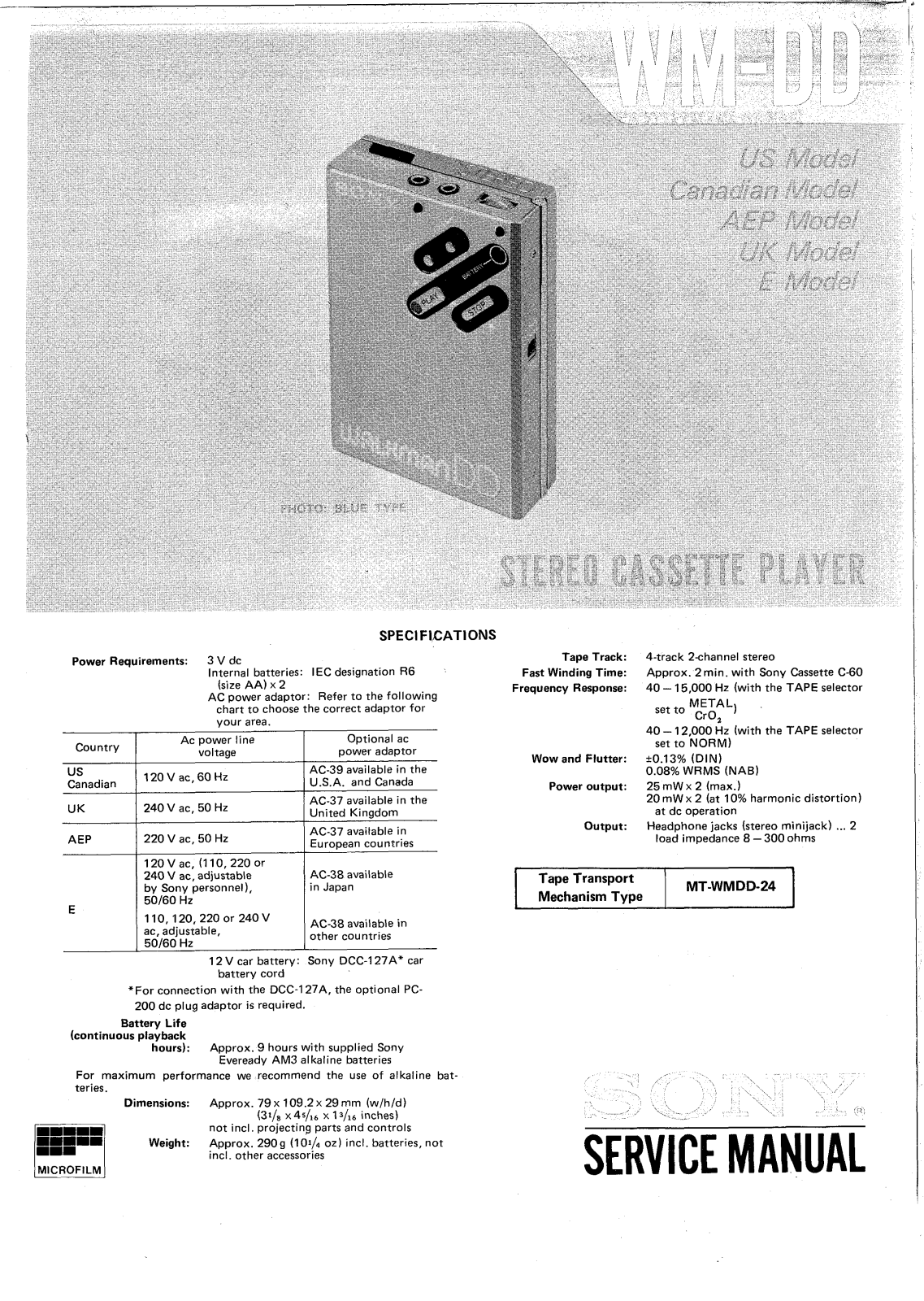 Sony WMDD Service manual