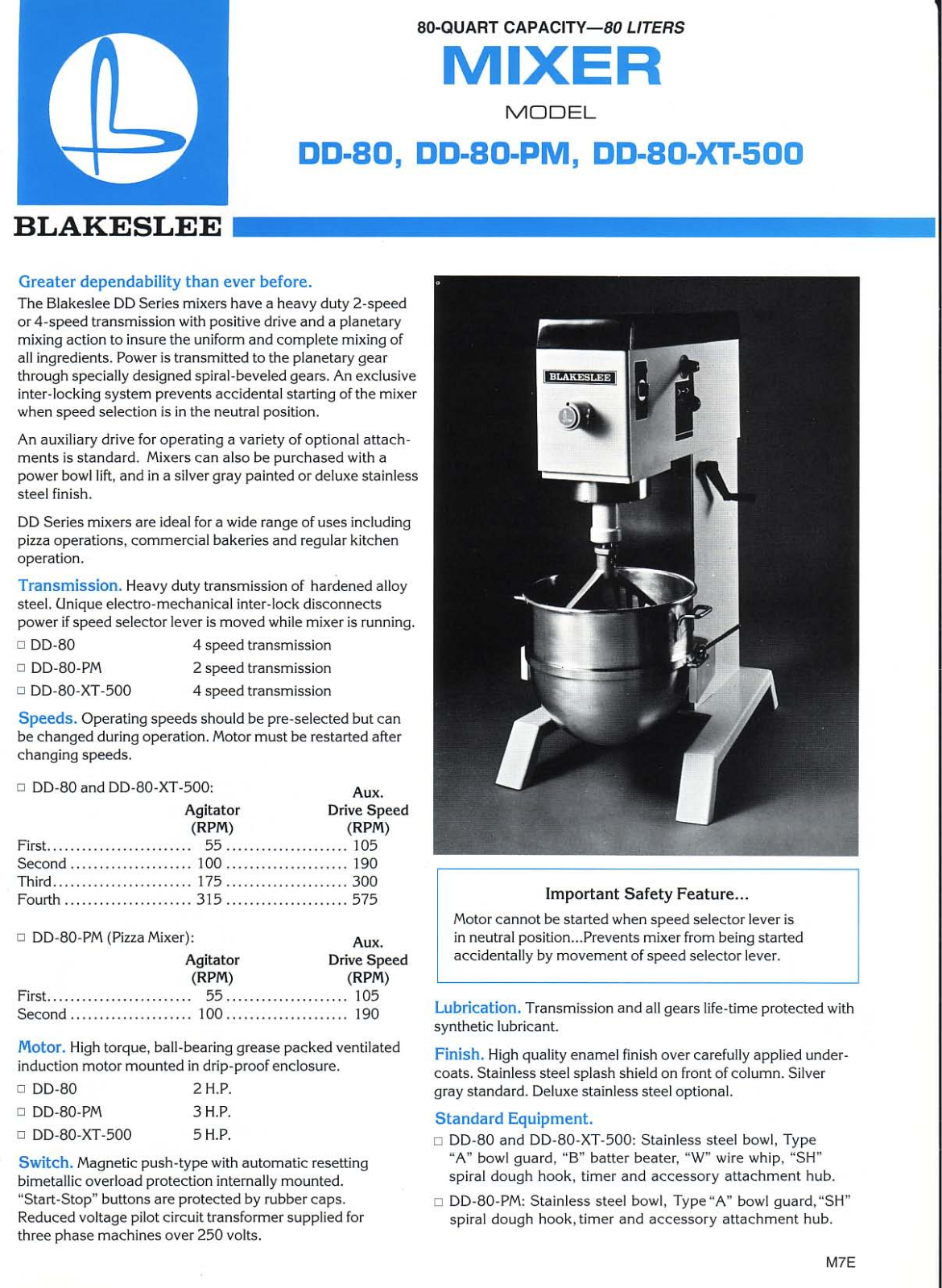 Blakeslee DD-80, DD-80-PM, DD-80-XT-500 General Manual