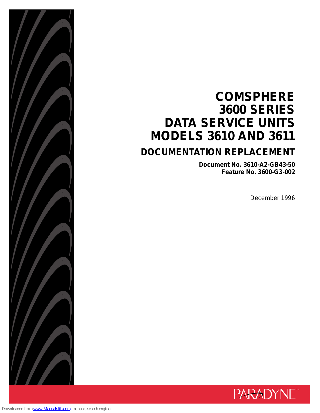 Paradyne COMSPHERE 3610, COMSPHERE 3611, COMSPHERE 3600 Replacement Manual