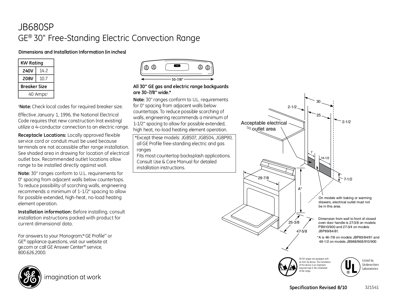 General Electric JB680SPSS User Manual