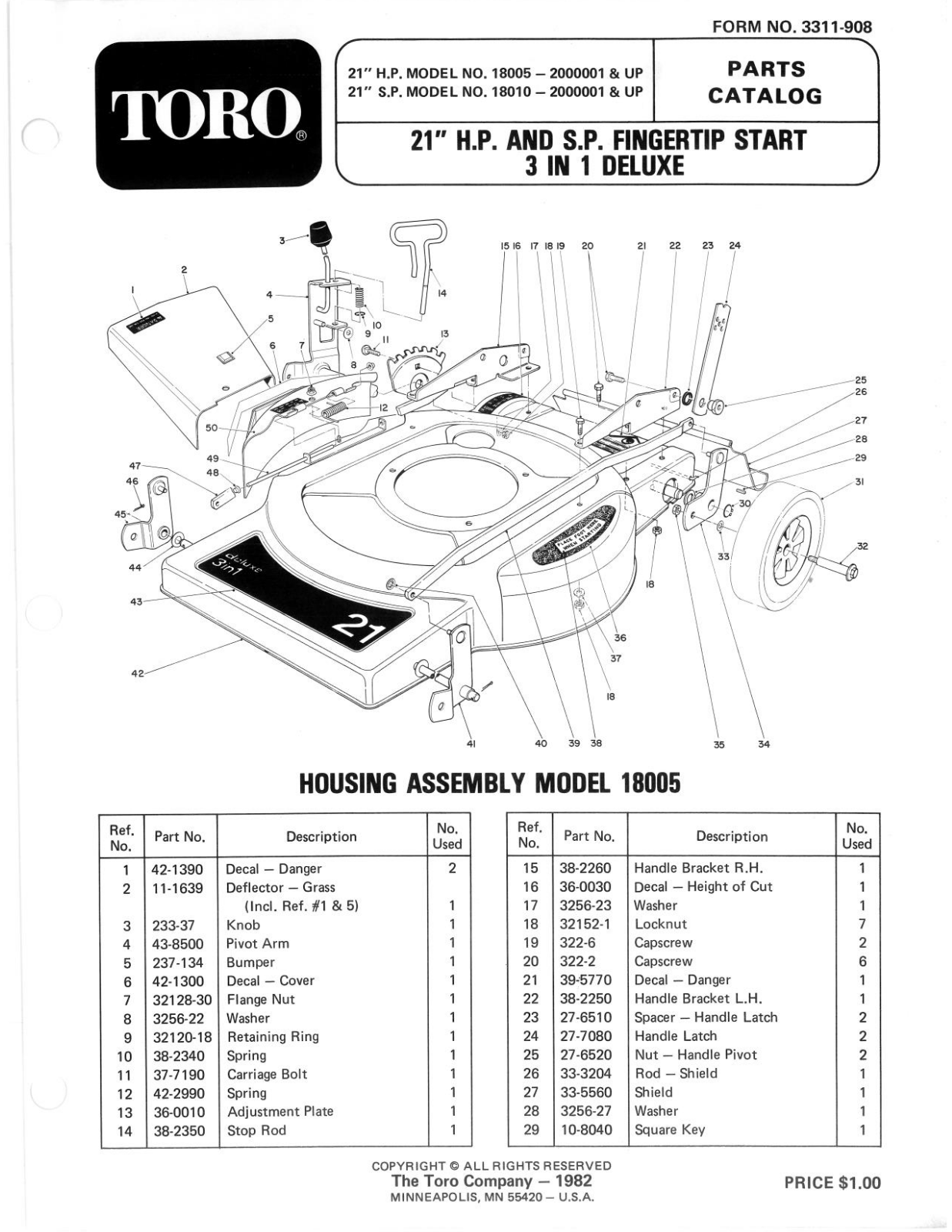 Toro 18010 Parts Catalogue