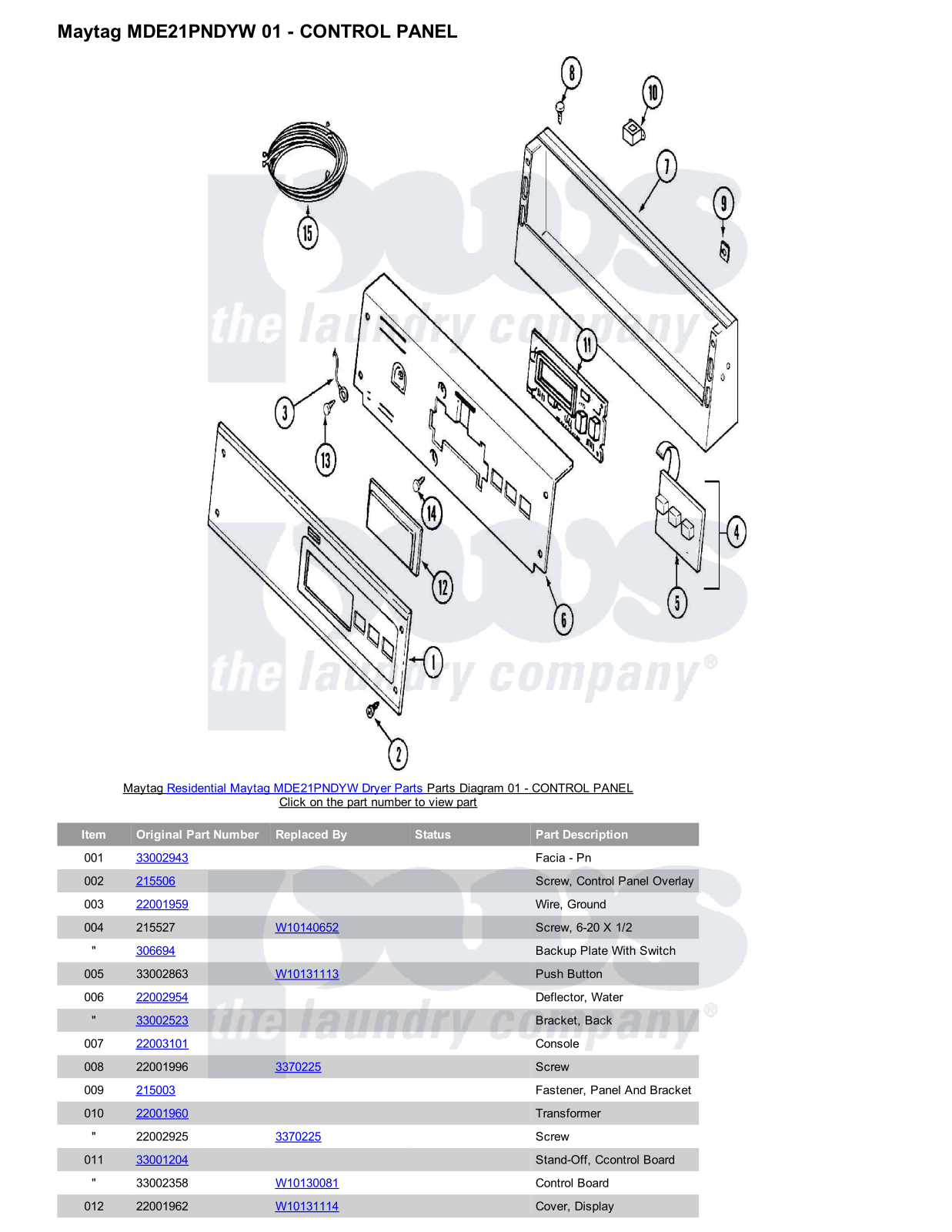 Maytag MDE21PNDYW Parts Diagram