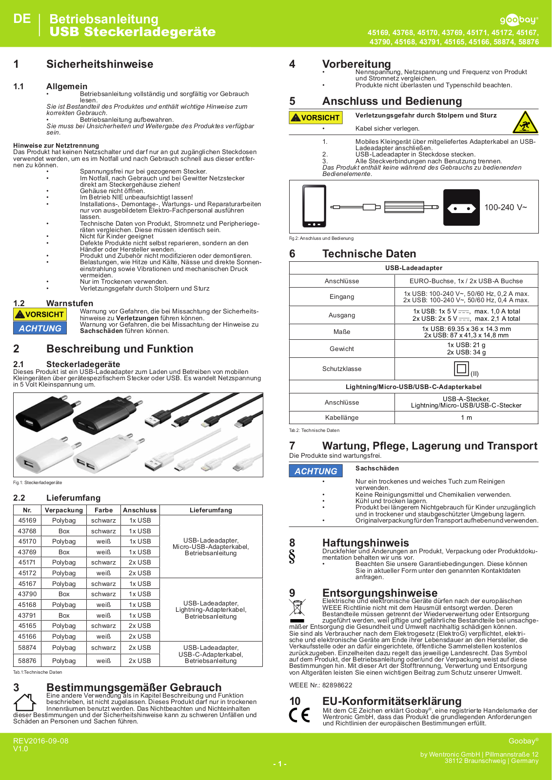 Goobay 45169, 43768, 45170, 43769, 45171 User manual