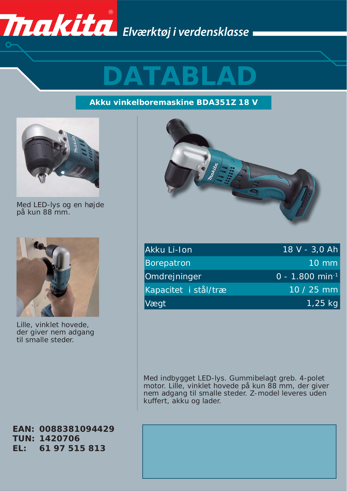 Makita BDA351Z User Manual