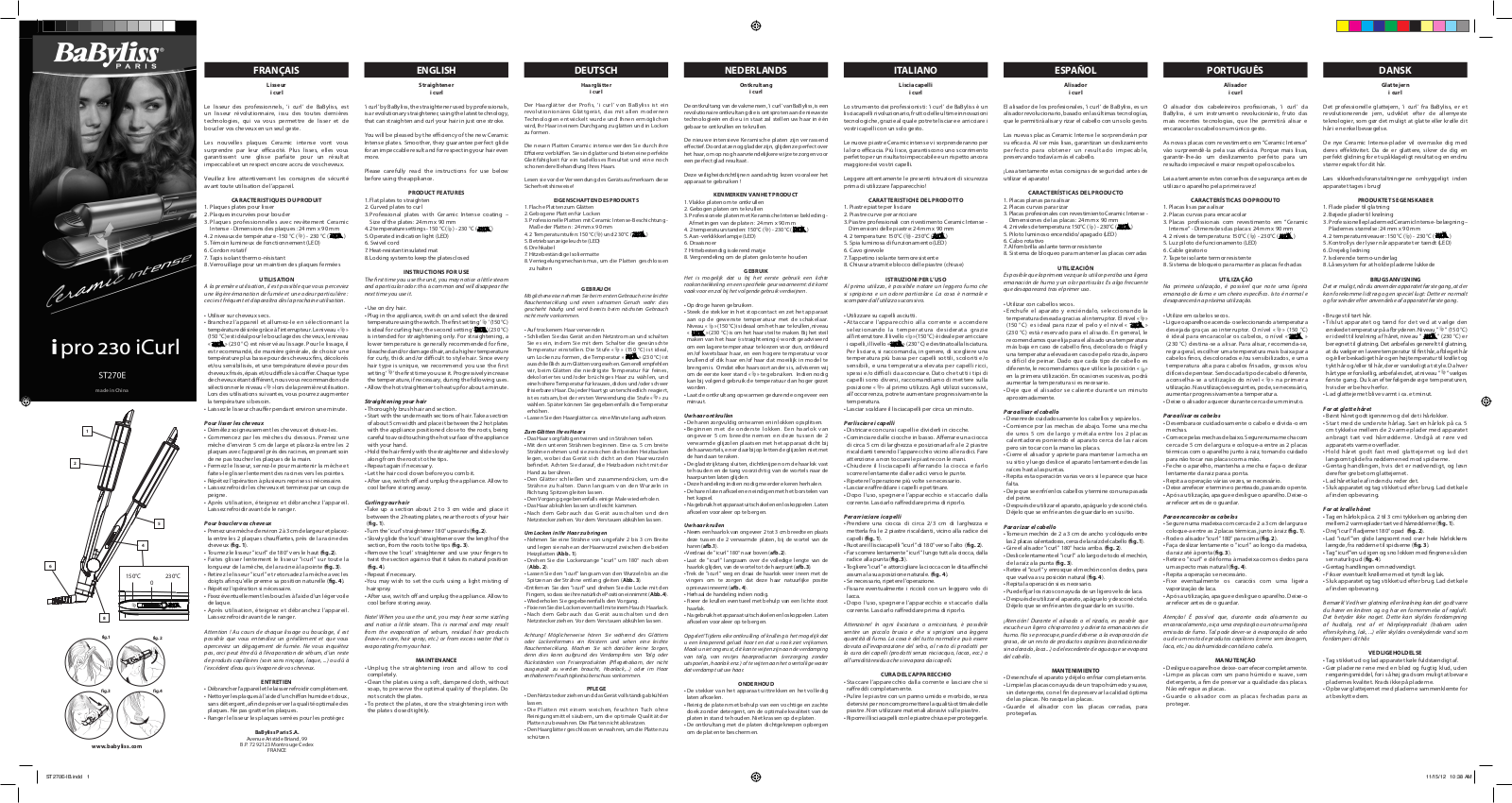 Babyliss ST270E User Manual