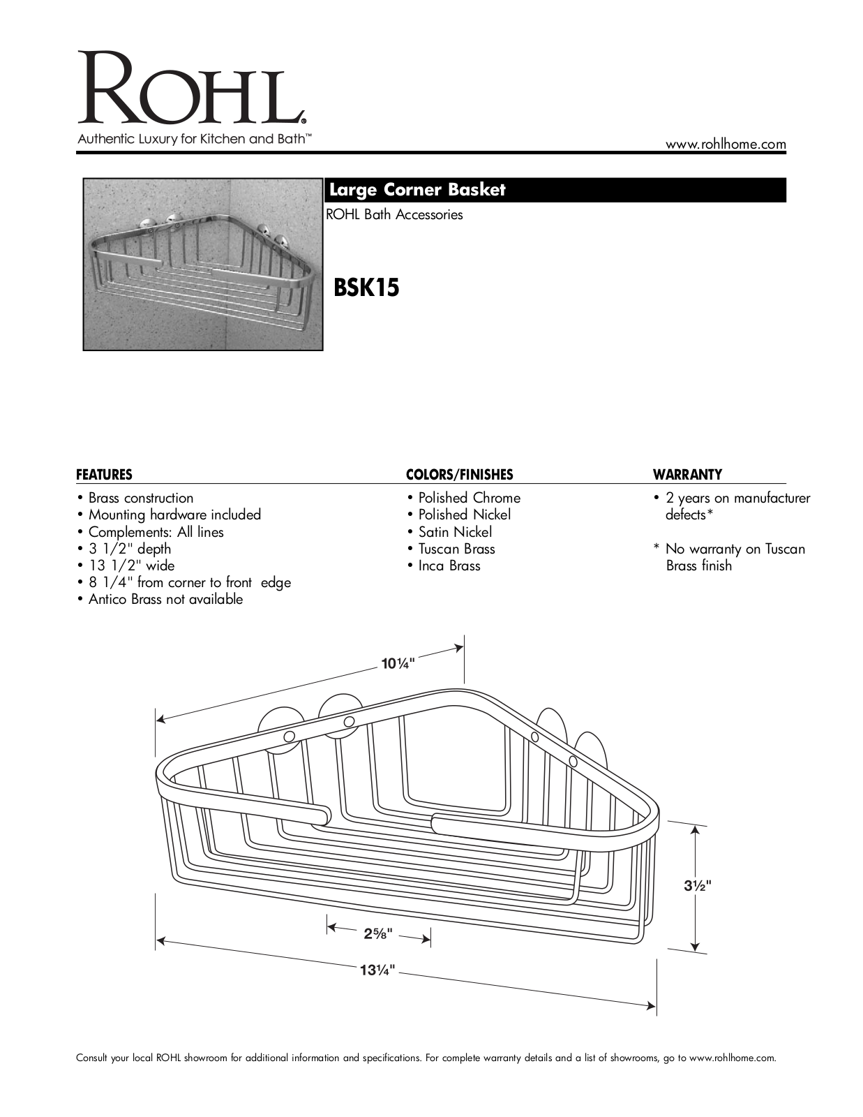 Rohl BSK15TCB User Manual