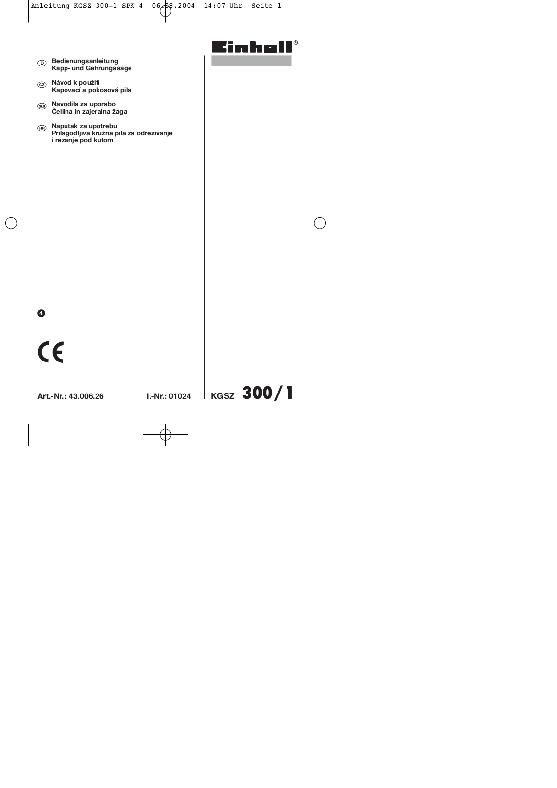 Einhell KGSZ 300/1 UG User Manual