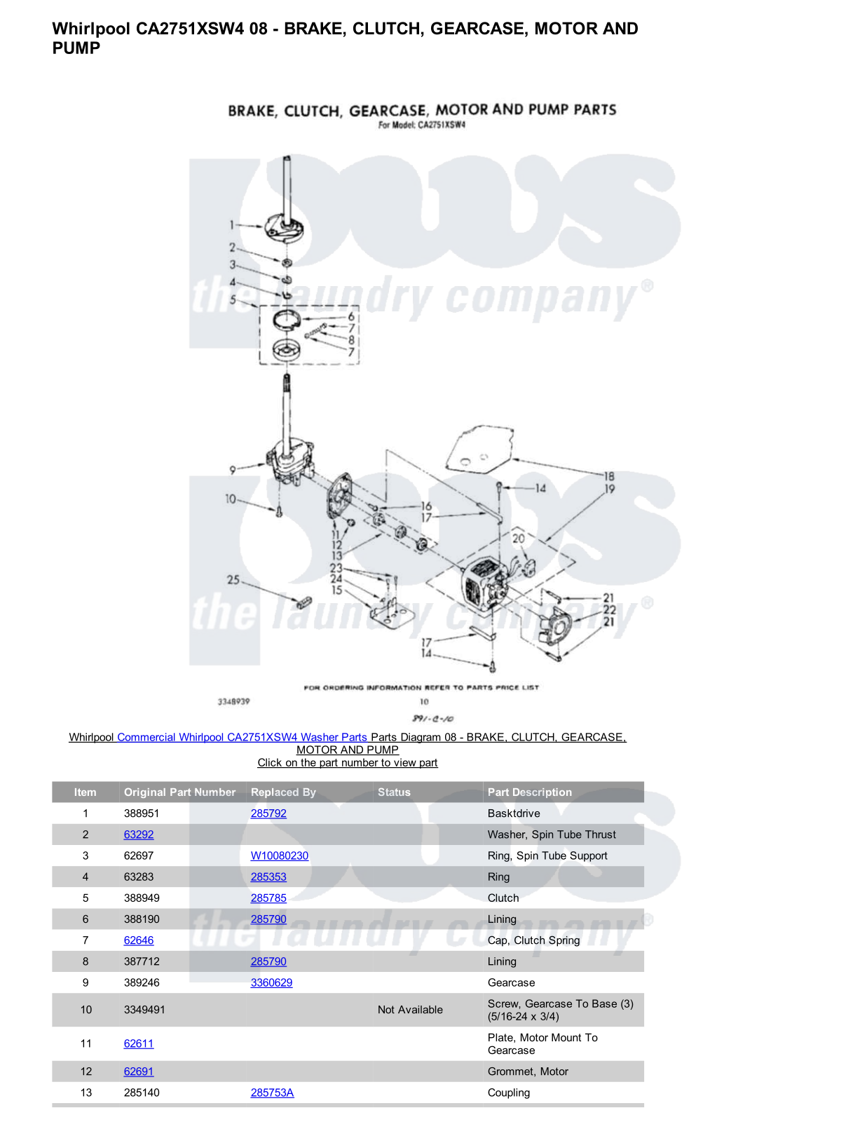 Whirlpool CA2751XSW4 Parts Diagram