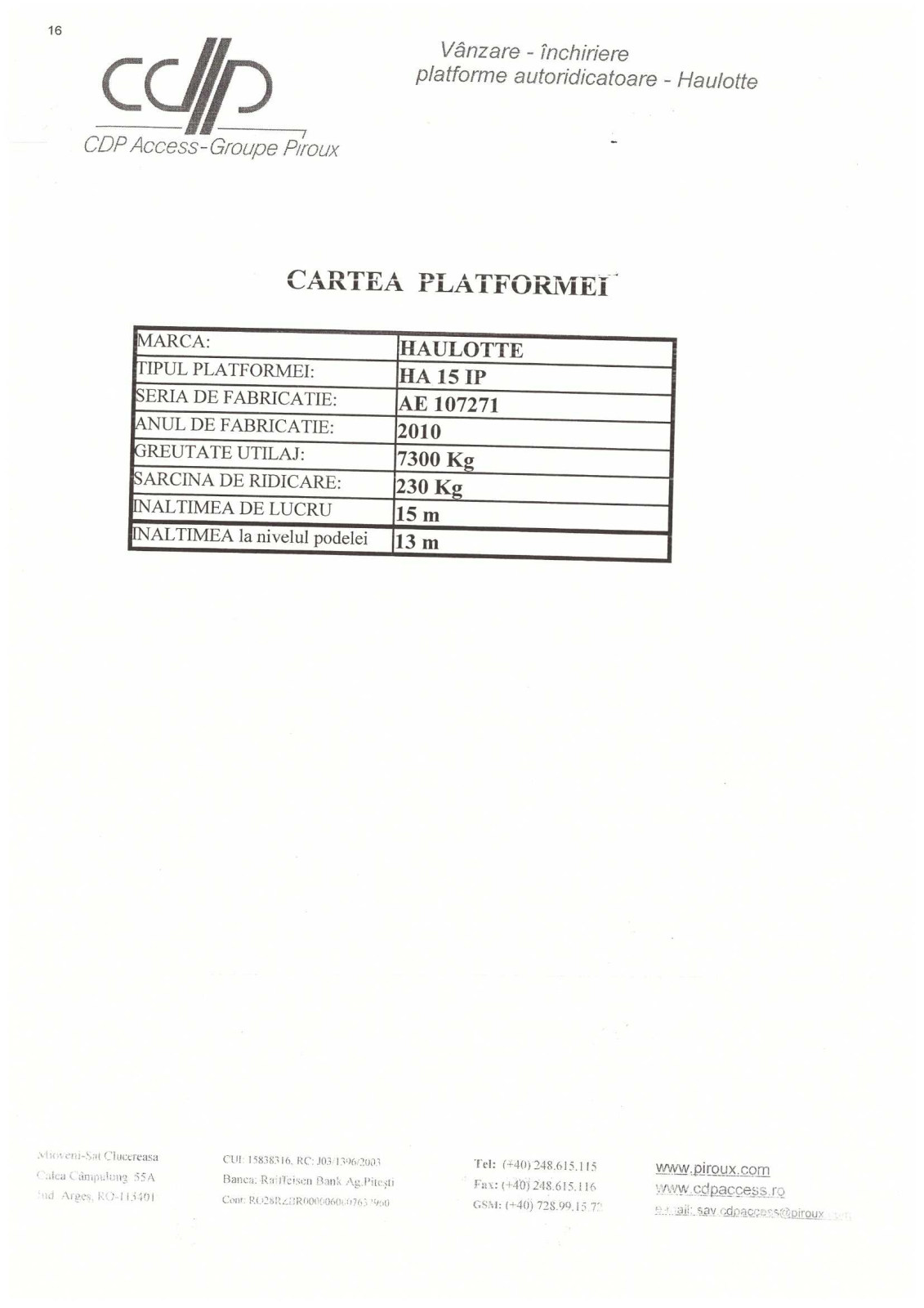 CDP HAULOTTE User Manual