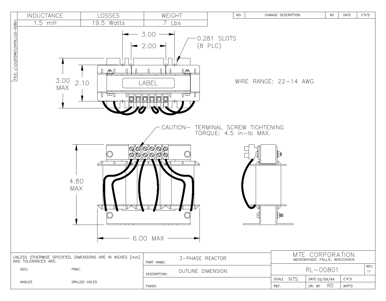 MTE RL-00801 CAD Drawings