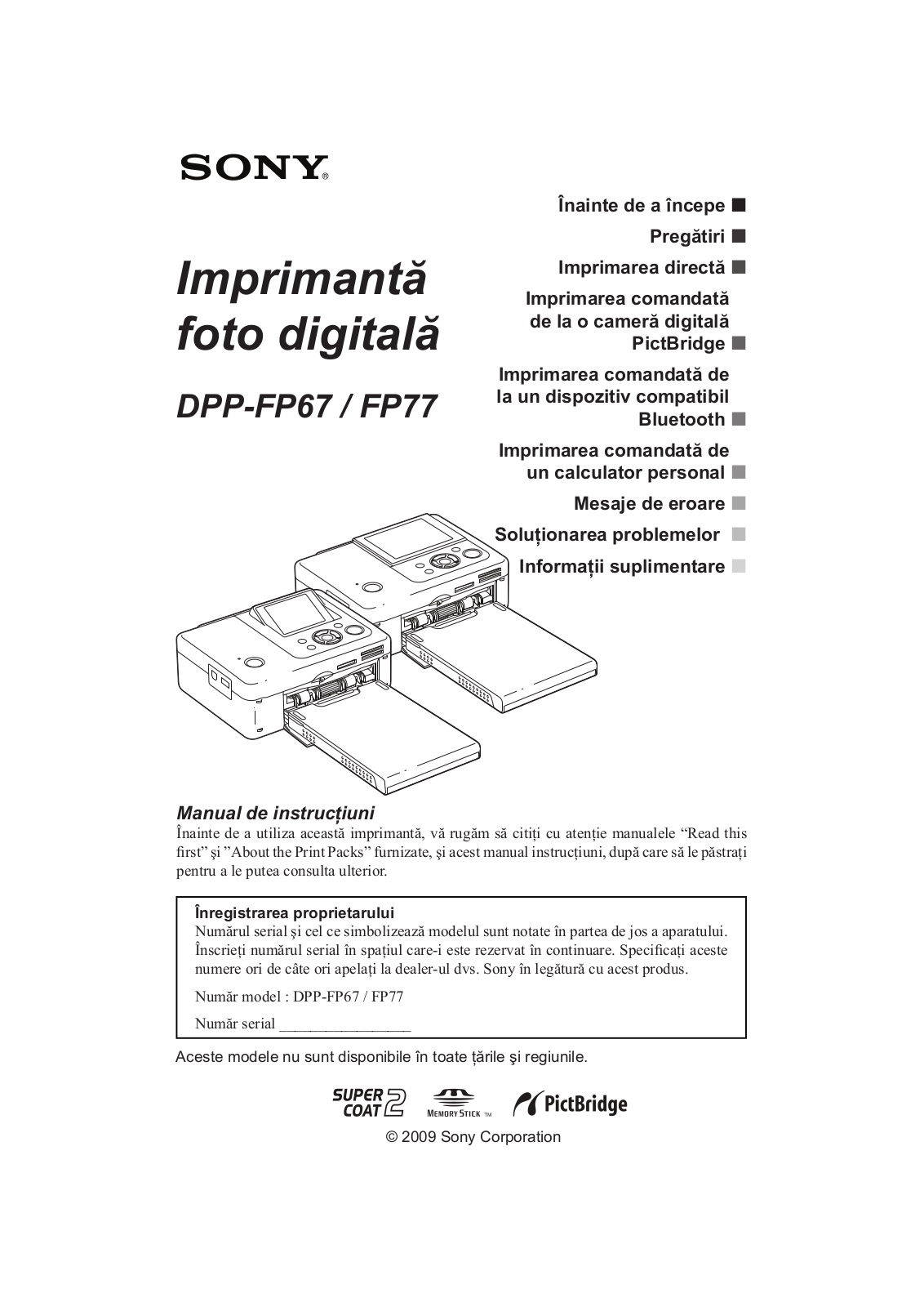 Sony DPP-FP67, DPP-FP77 User Manual