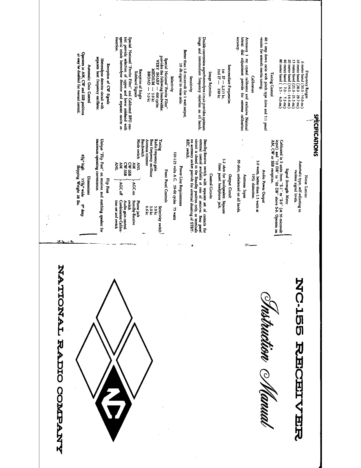 NATIONAL RADIO NC-155 User Manual (PAGE 00)