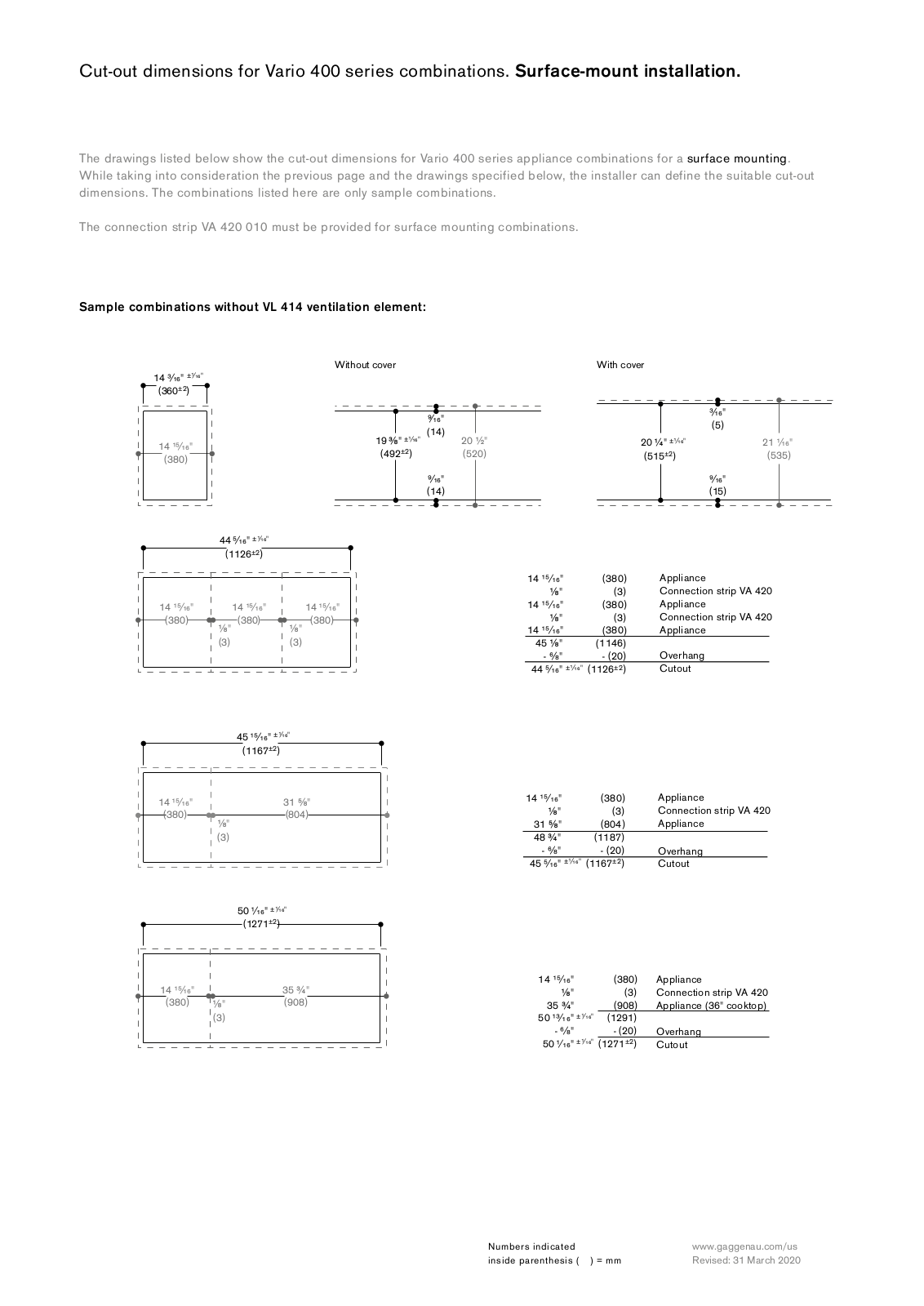 Gaggenau VR414611 Dimensions