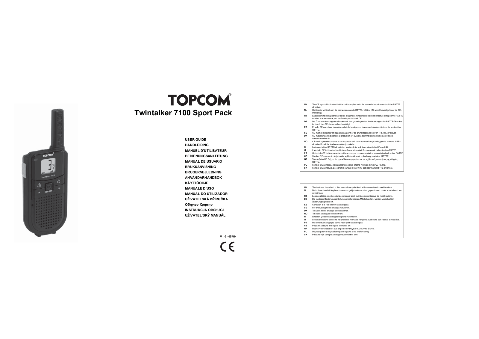 TOPCOM Twintalker 7100 Sport Pack User Manual