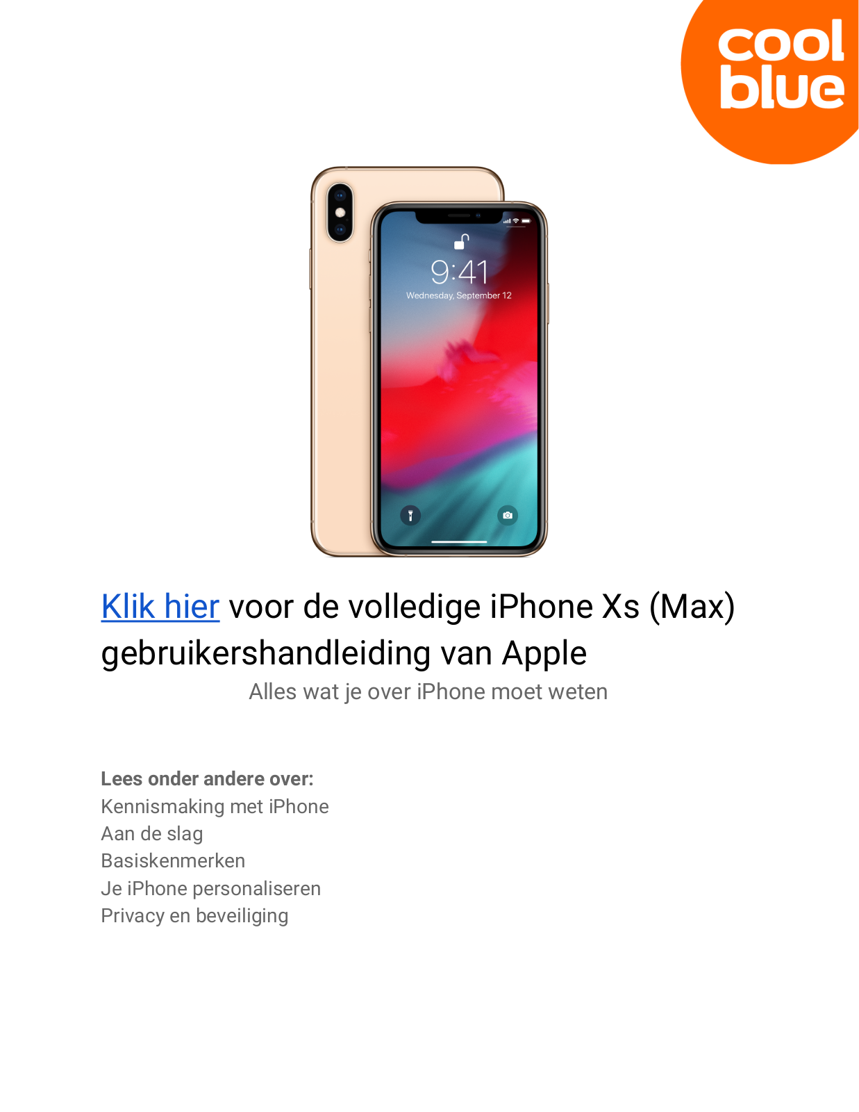 Apple iPhone Xs 256 GB Goud User manual