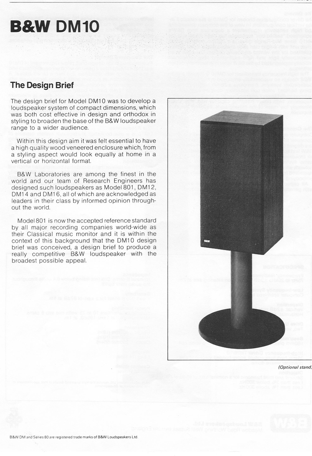 Bowers and Wilkins DM-10 Brochure