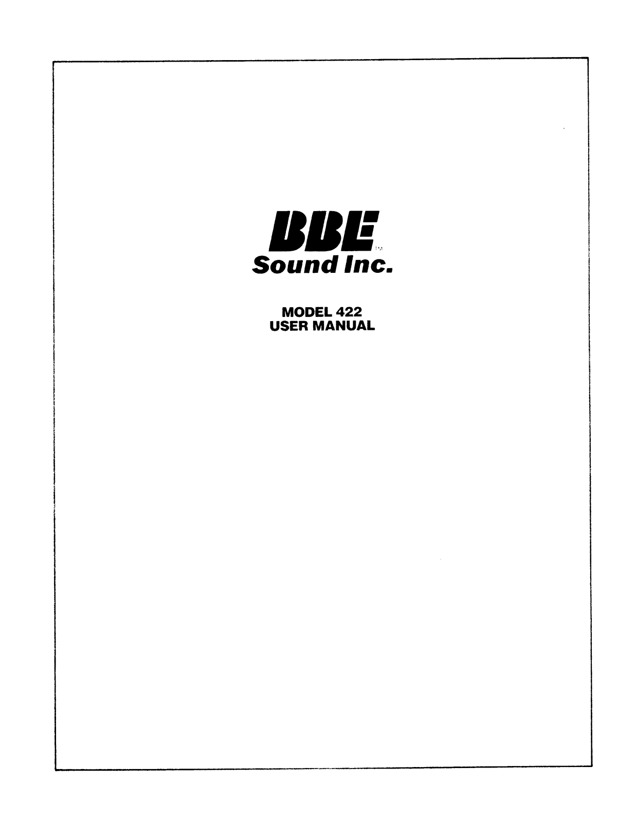 BBE 422 User Manual