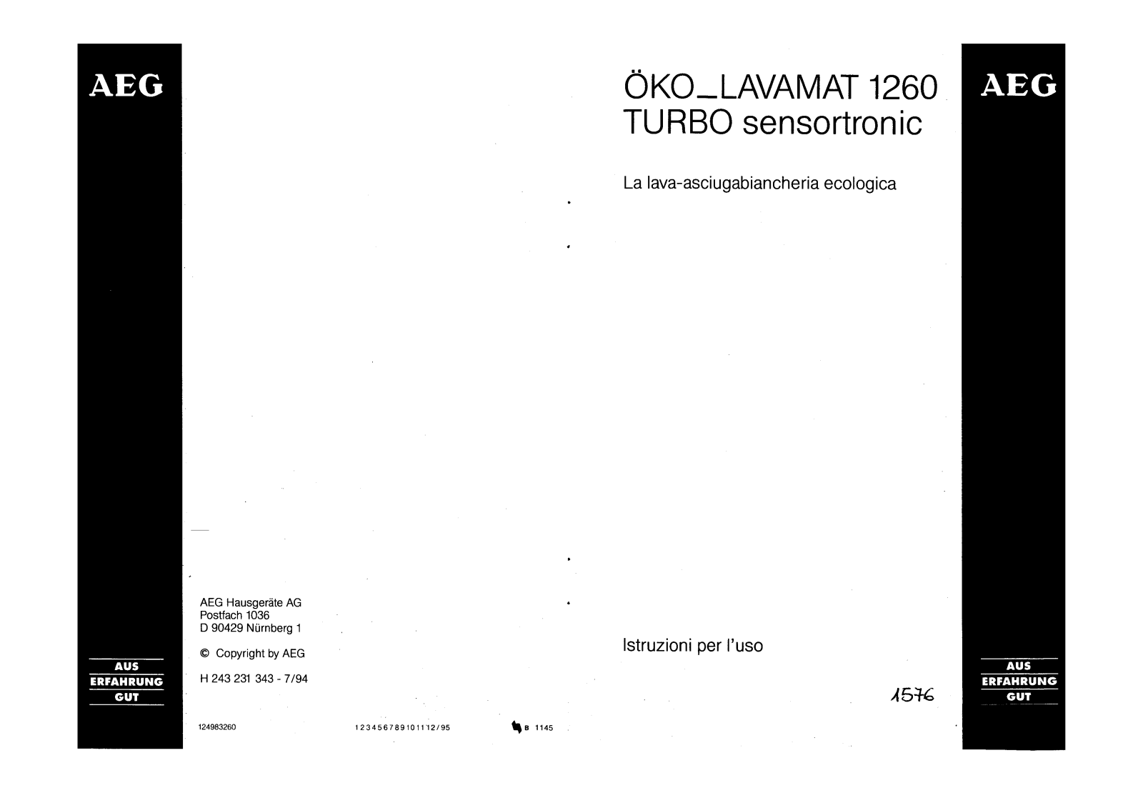 AEG LAV1260TURBO User Manual