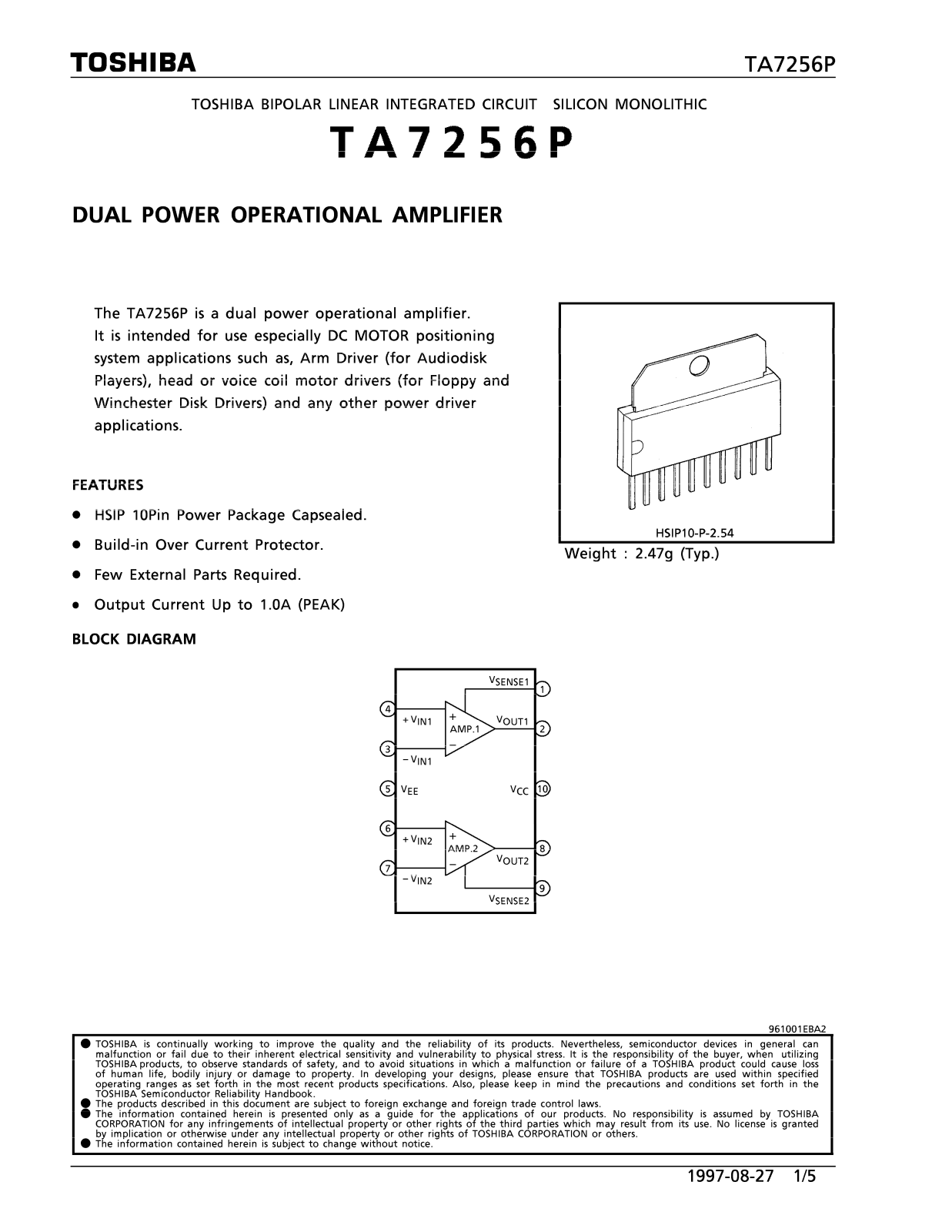 Datasheet TA7256P Specification - ManualMachine.com