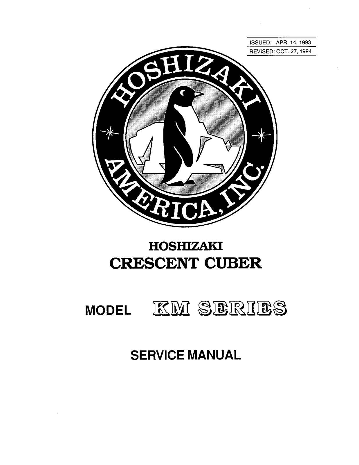 Hoshizaki America KM-2400SRB3-B-1 Service Manual