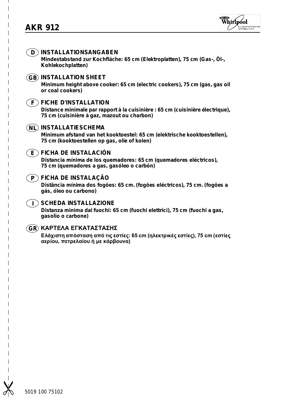 Whirlpool AKR 912 IX INSTRUCTION FOR USE