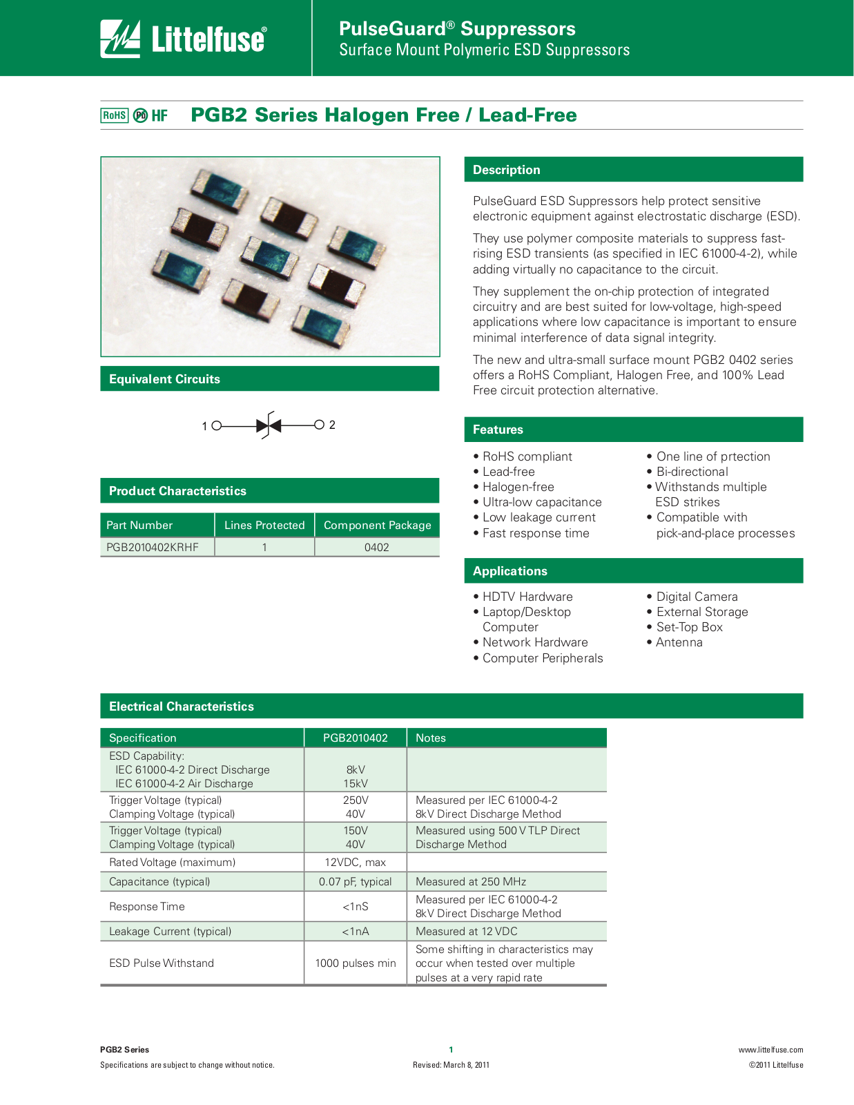 Littelfuse PGB20402 User Manual