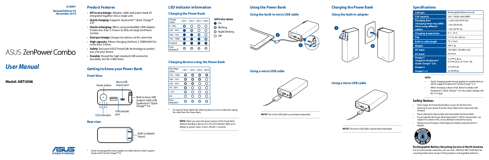 Asus ZenPower Combo Quick Start Guide