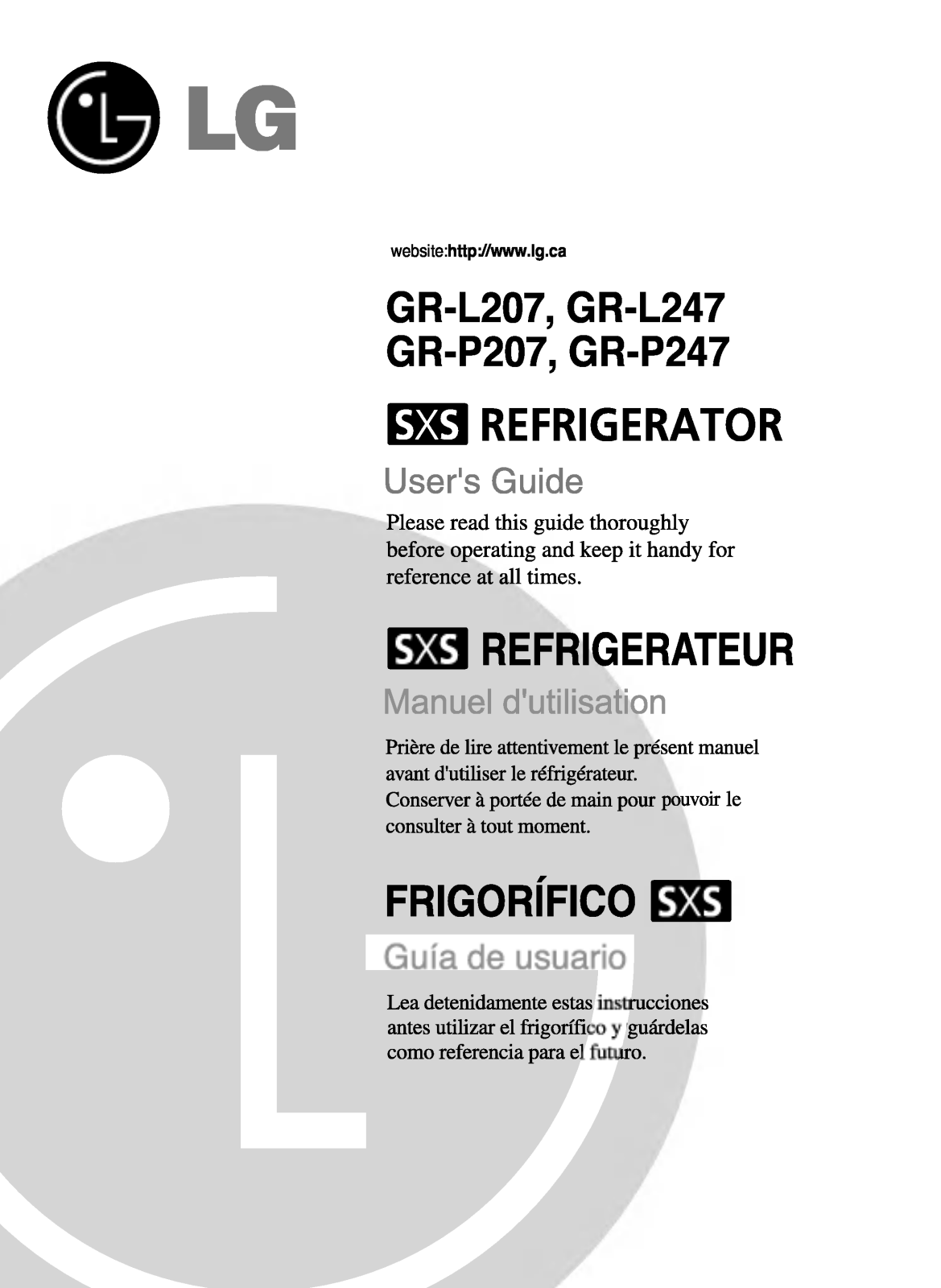 LG GR-L207GBU Owner’s Manual