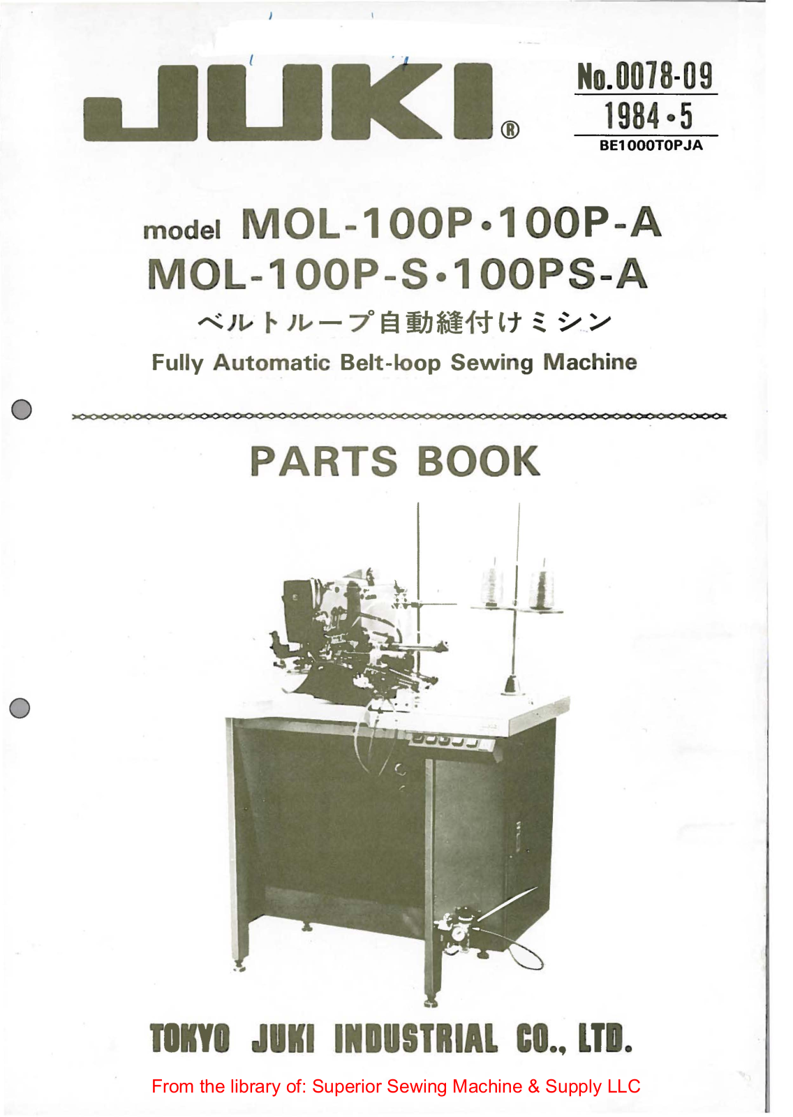 Juki MOL-100P, MOL-100P-A, MOL-100P-S, MOL-100PS-A Manual