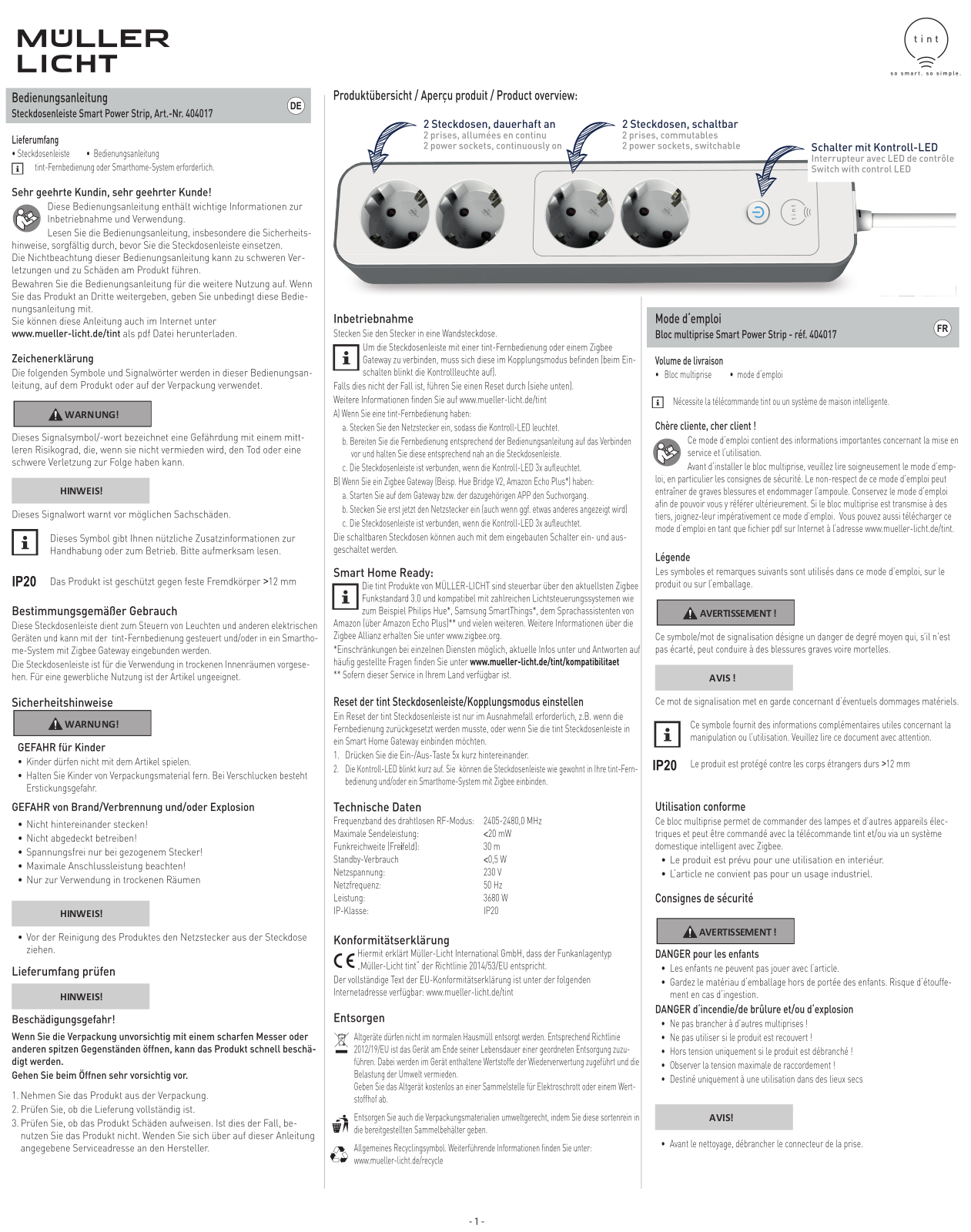 TINT MLI 404017 Instructions - ManualMachine.com