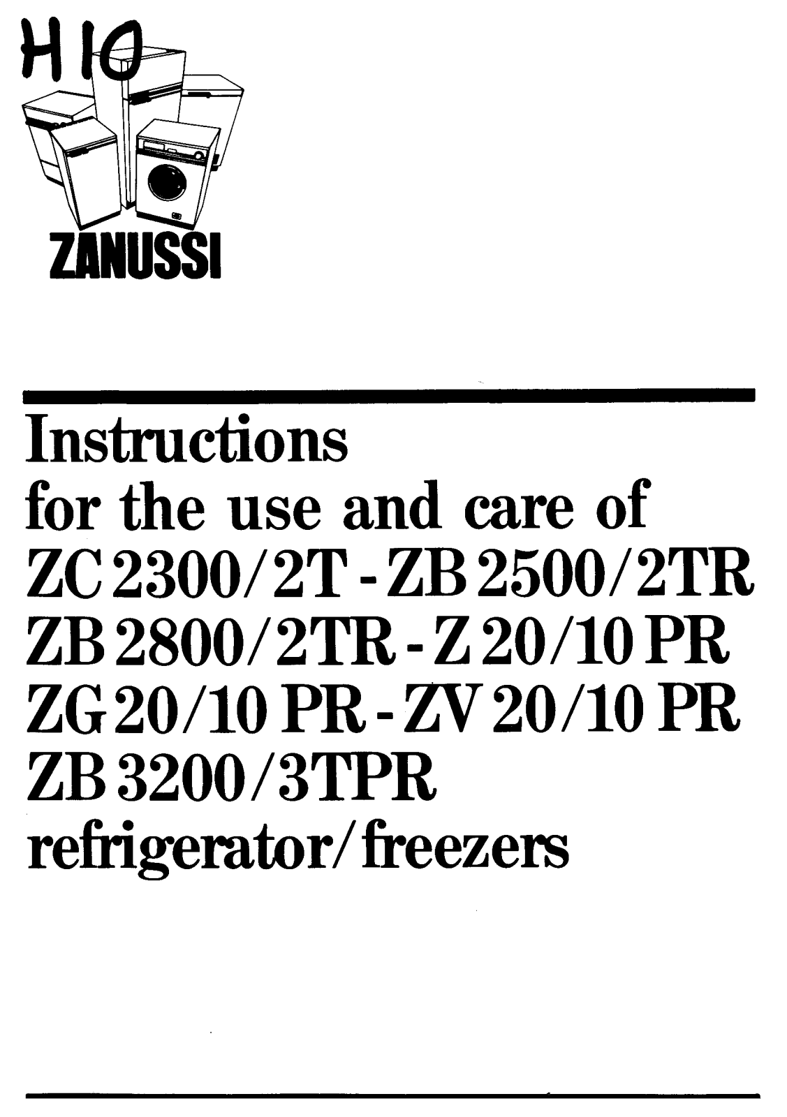 Zanussi ZV20/10PR, ZG20/10PR, ZC2300/2T, ZB3200/3TPR, Z20/10PR User Manual