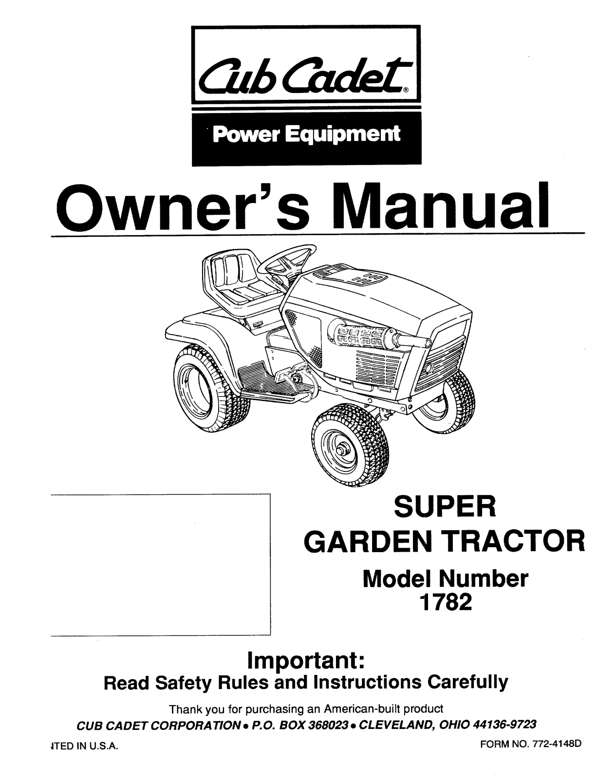 Bolens 1782 User Manual