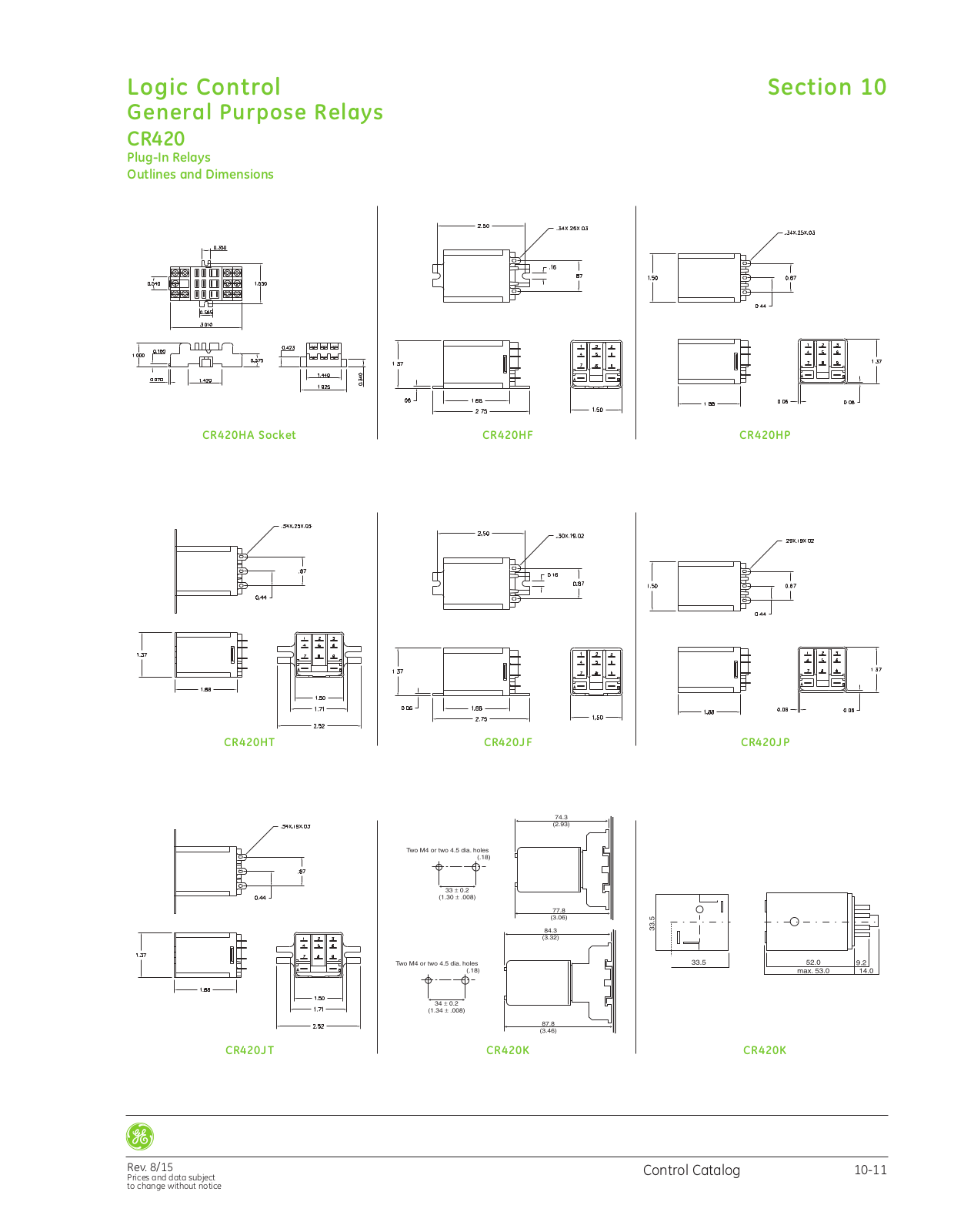 GE - General Electric CR420 Dimensional Sheet