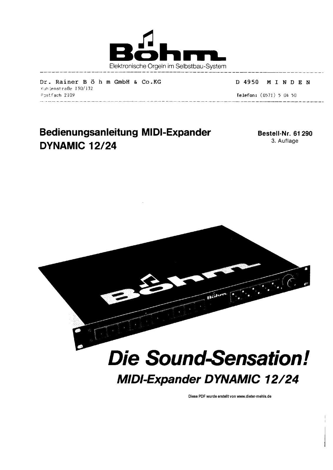 Bohm MIDI-Expander Dynamic 12/24 User Manual