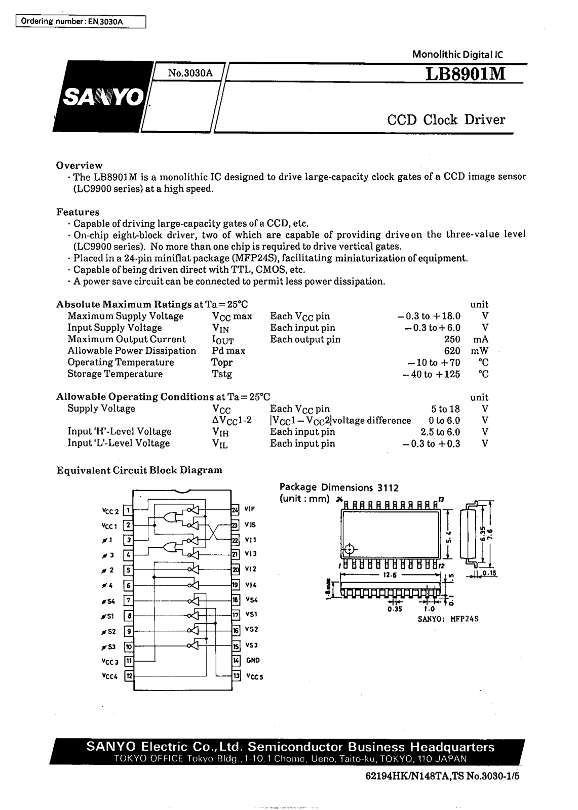 SANYO LB8901M Datasheet