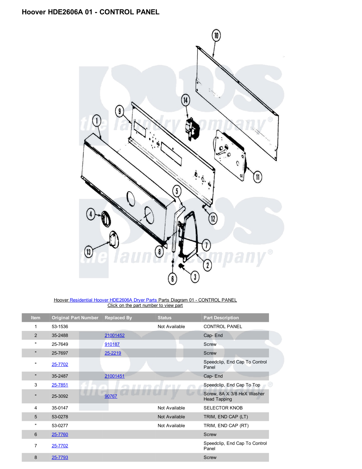 Hoover HDE2606A Parts Diagram