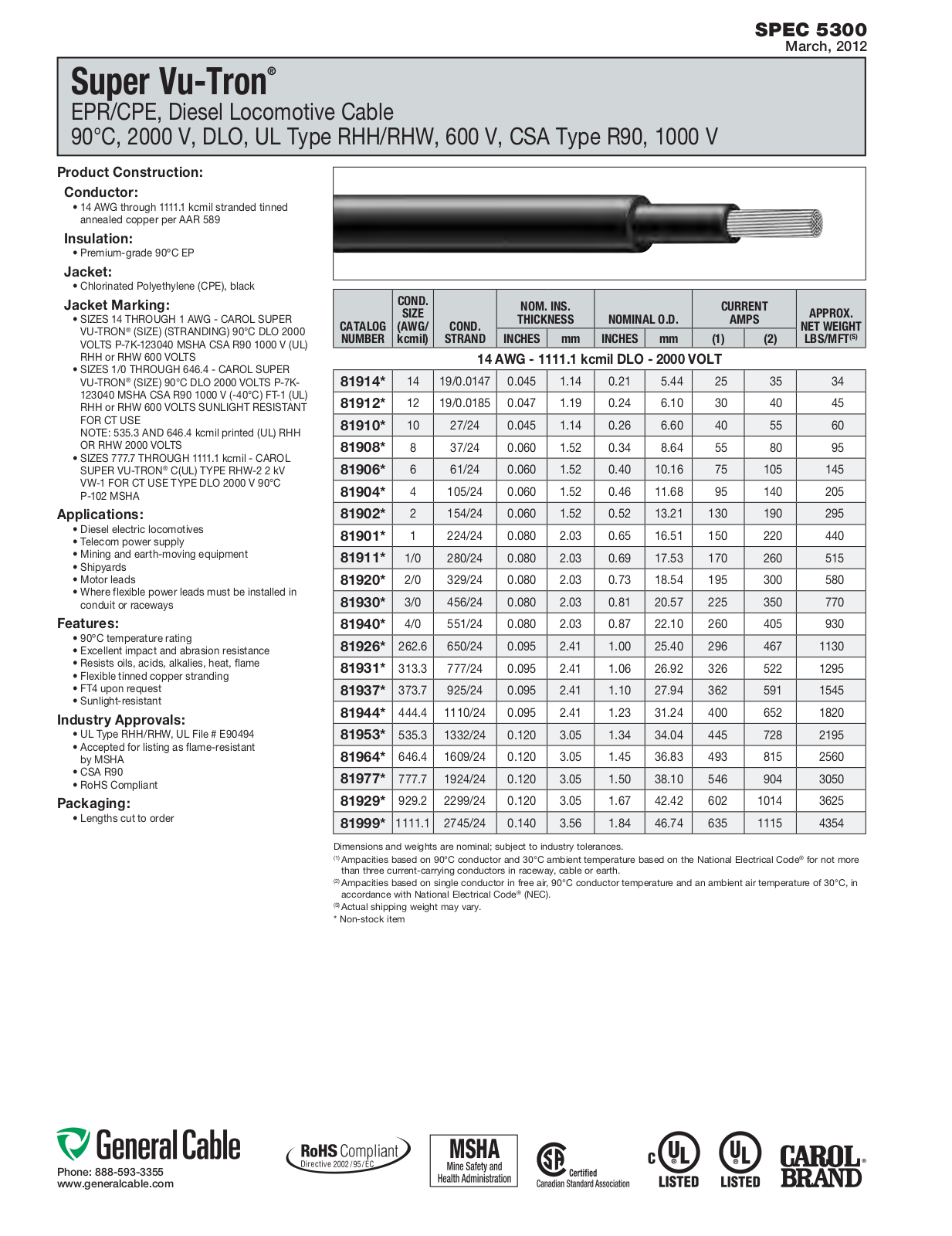 General Cable SPEC 5300 Catalog Page - ManualMachine.com