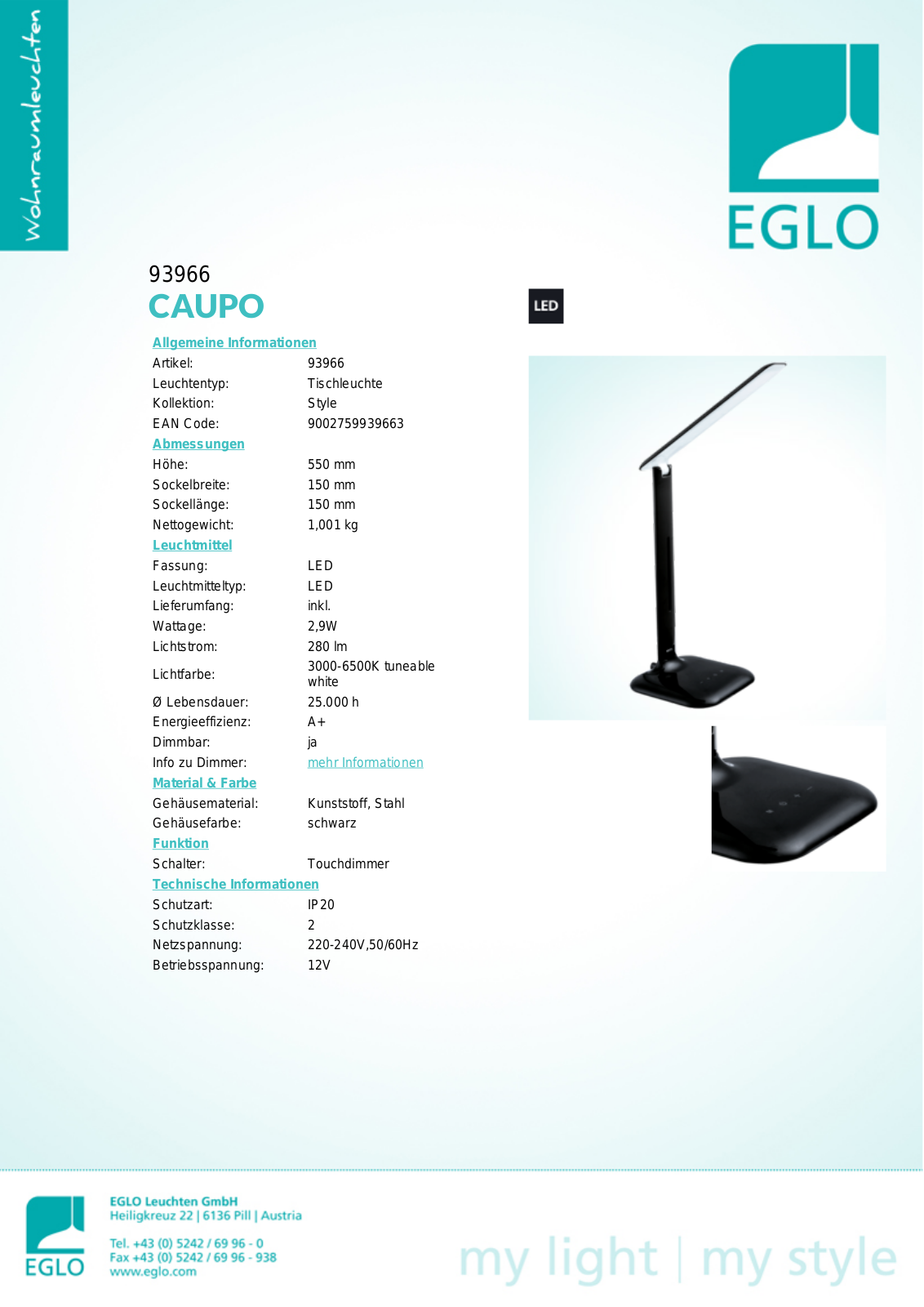 Eglo 93966 Service Manual