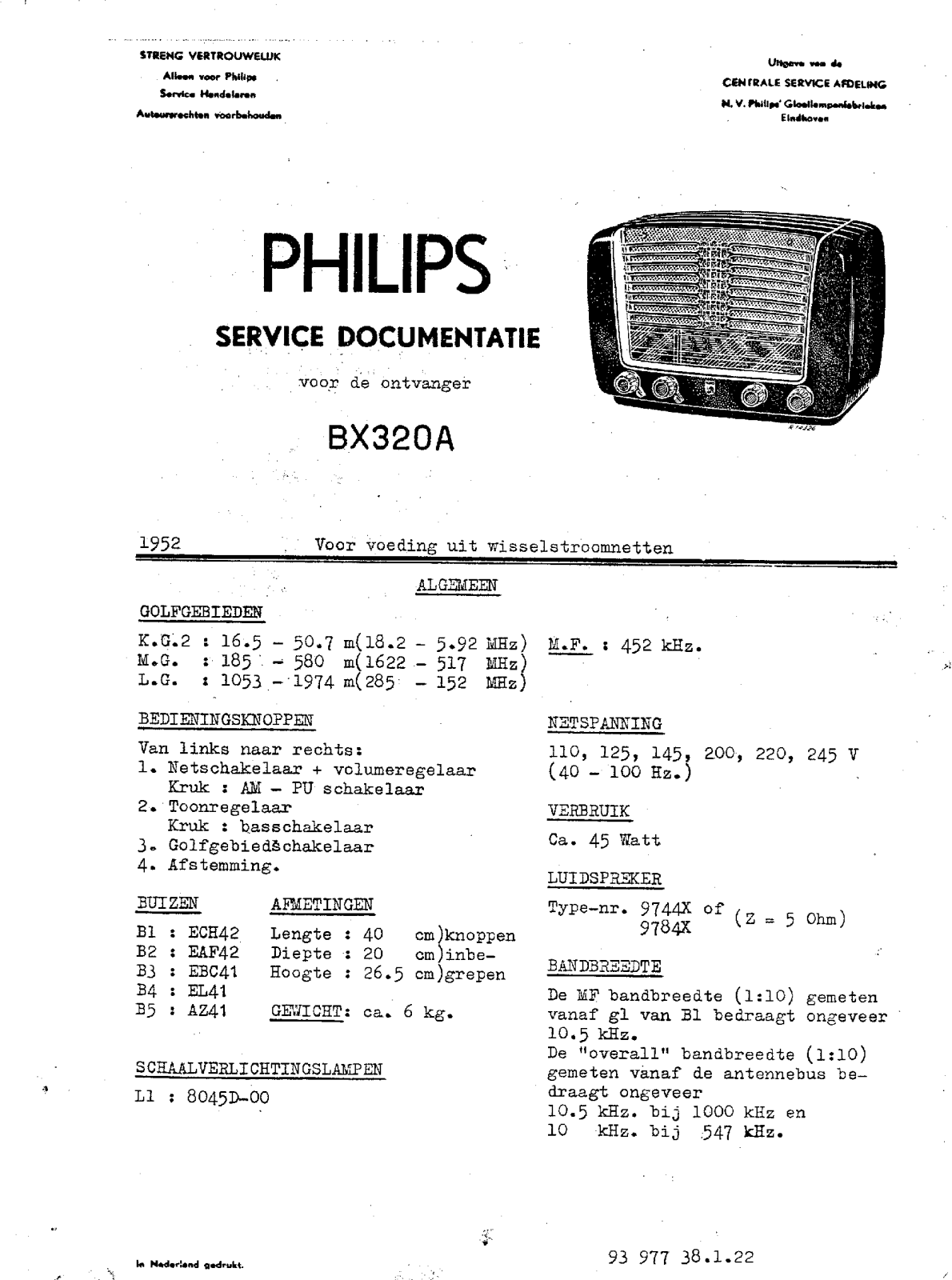 Philips BX-320-A Service Manual