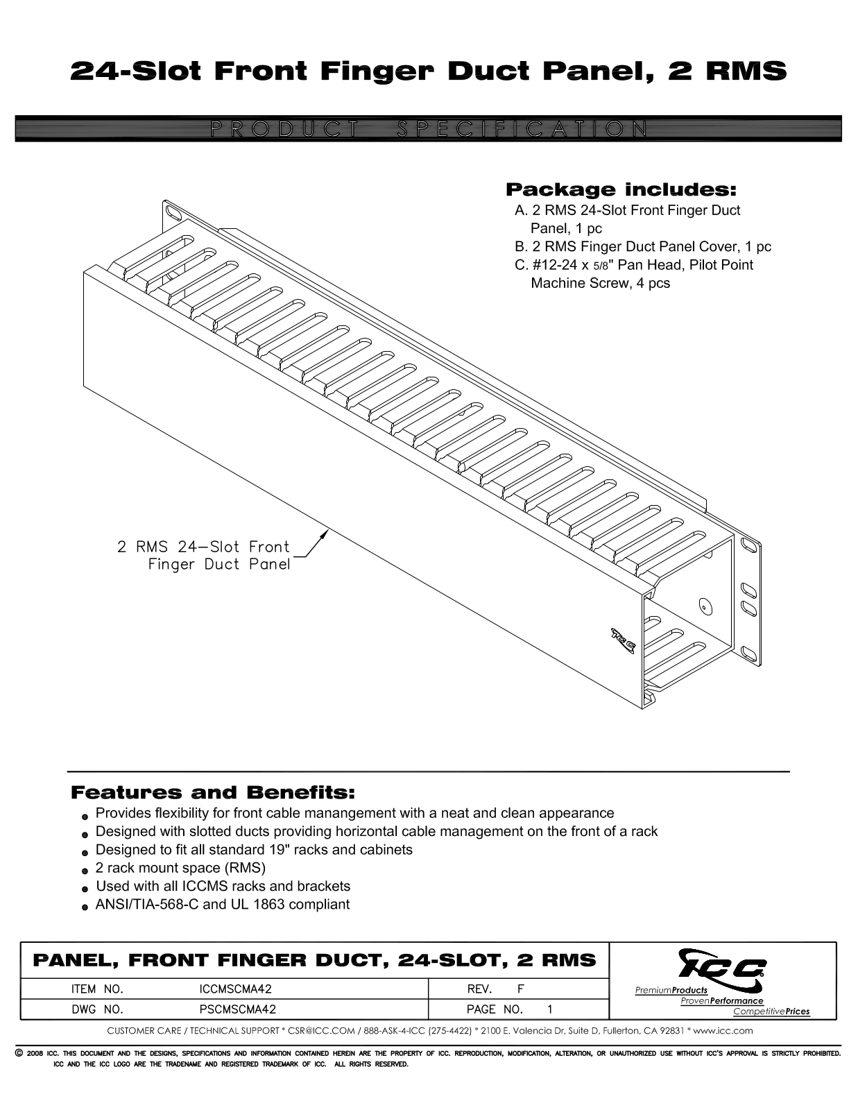 ICC ICCMSCMA42 Specsheet