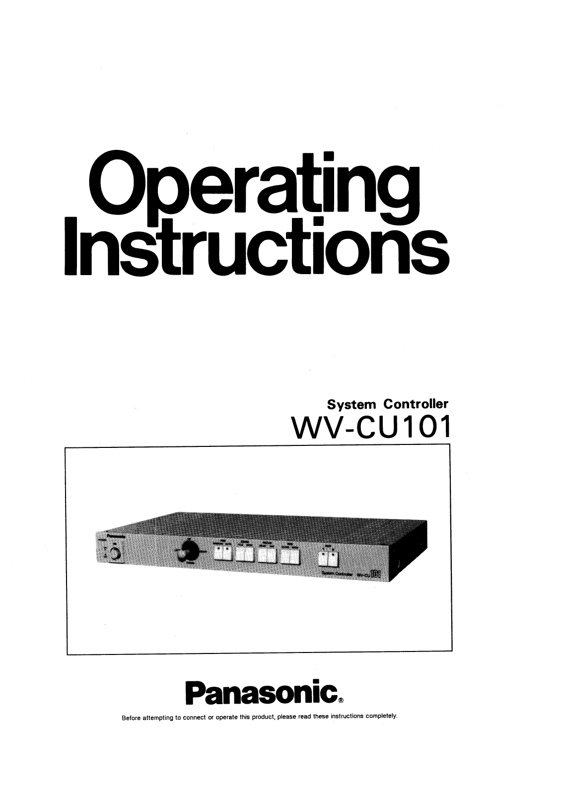 Panasonic WV-CU101 Operating Instructions