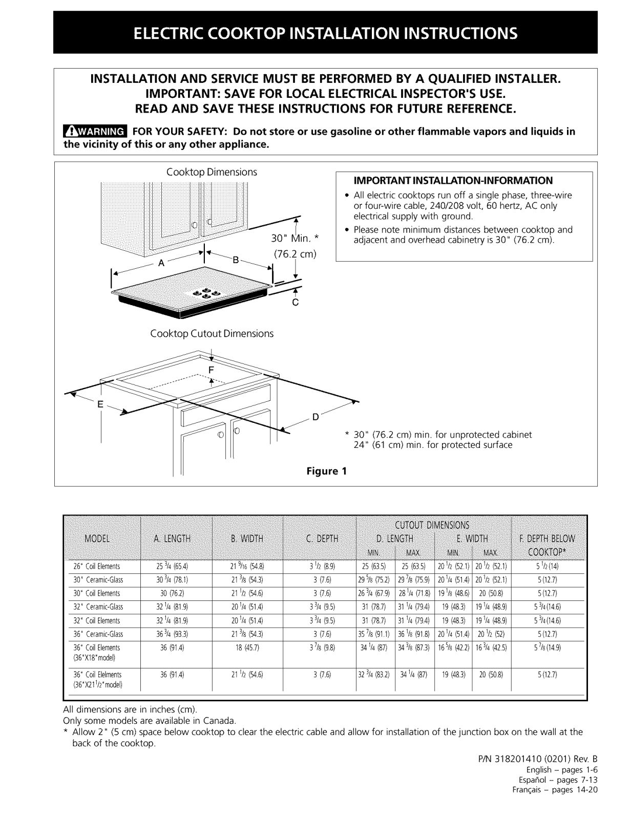 Frigidaire FEC26C2ACD, FEC26C2AQD, FEC26C2ASD, FEC30C4AB1, FEC30C4ABD Installation Guide - ManualMachine.com